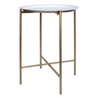 HomeRoots White 100% Metal Modern Metal Tray Top End Table