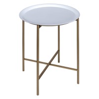 HomeRoots White 100% Metal Modern Metal Tray Top End Table