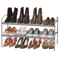 Simple Houseware 2Tier Shoe Rack Storage Organizer Grey