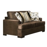 Loveseat with Fabric Upholstery and Accent Pillows, Brown