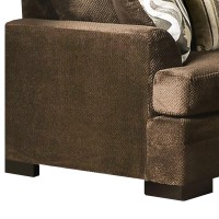 Loveseat with Fabric Upholstery and Accent Pillows, Brown