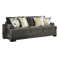 Sofa with Fabric Upholstery and Accent Pillows, Gray