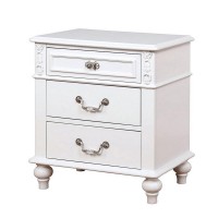 Nightstand with 3 Drawers and Built In USB Port, White