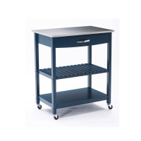 Kitchen Cart with 1 Slatted Shelf and 1 Drawer, Blue