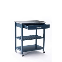 Kitchen Cart with 1 Slatted Shelf and 1 Drawer, Blue