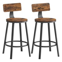 Vasagle Bar Stools Set Of 2, Counter Height Barstools With Back, Counter Stools Bar Chairs With Backrest, Steel Frame, Easy Assembly, Industrial, Rustic Brown And Black Ulbc076B01