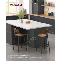 Vasagle Bar Stools Set Of 2, Counter Height Barstools With Back, Counter Stools Bar Chairs With Backrest, Steel Frame, Easy Assembly, Industrial, Rustic Brown And Black Ulbc076B01