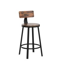 Vasagle Bar Stools Set Of 2, Counter Height Barstools With Back, Counter Stools Bar Chairs With Backrest, Steel Frame, Easy Assembly, Industrial, Rustic Brown And Black Ulbc076B01