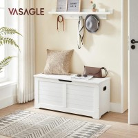 Vasagle Storage Chest, Storage Trunk With 2 Safety Hinges, Storage Bench, Shoe Bench, Farmhouse Style, 15.7 X 39.4 X 18.1 Inches, For Entryway, Bedroom, Living Room, Cloud White Ulsb061T10