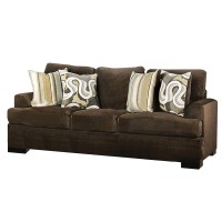Sofa with Fabric Upholstery and Accent Pillows, Brown