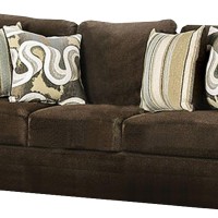 Sofa with Fabric Upholstery and Accent Pillows, Brown