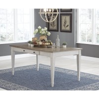 Signature Design by Ashley Skempton Farmhouse Rectangular Dining Room Table with Storage, White & Light Brown