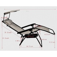 Btexpert Cc5044B2 Zero Gravity Chair Lounge For Relaxing Outdoor Patio Beach Yard Garden Sunshade Utility Tray Cup Holder Case