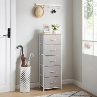 Somdot Tall Dresser For Bedroom With 5 Drawers Storage Chest Of Drawers With Removable Fabric Bins For Closet Bedside Nursery L