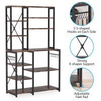 Tribesigns Kitchen Baker'S Rack, 5-Tier+6-Tier Kitchen Utility Storage Shelf Table With 10 S-Shaped Hooks And Metal Frame, Workstation Organizer Shelf, 39.3 X 15.7 X 66.9 Inches