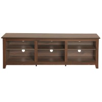 Better Home Products Noah Wooden 70 TV Stand with Open Storage Shelves in Brown