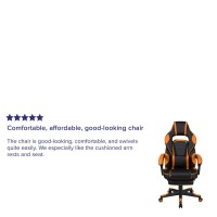 X40 Gaming Chair Racing Ergonomic Computer Chair with Fully Reclining Back/Arms, Slide-Out Footrest, Massaging Lumbar - Black/Orange