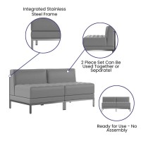 HERCULES Imagination Series 2 Piece Gray LeatherSoft Waiting Room Lounge Set - Reception Bench