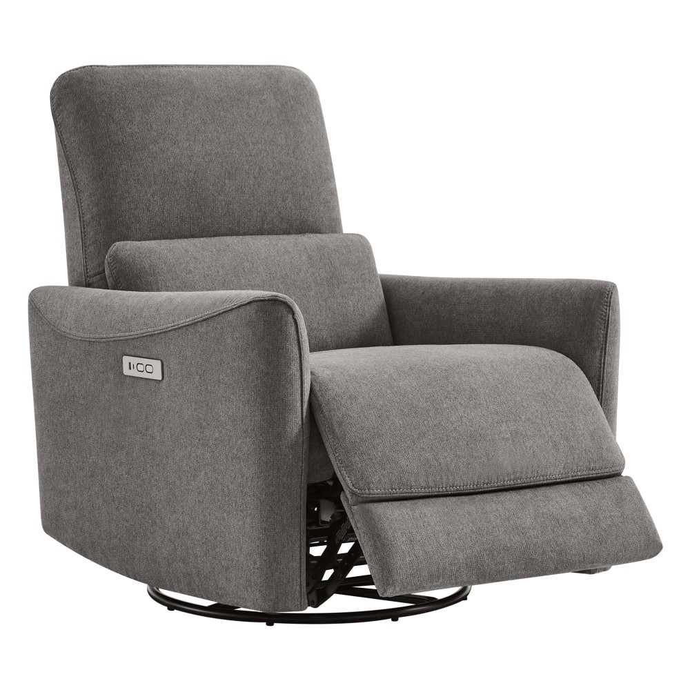 Chita Power Recliner Chair Swivel Glider, Upholstered Living Room Reclining Sofa Chair With Lumbar Support, Metal Grey