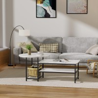 Wohomo Coffee Table White Modern Coffee Tables For Living Room Detachable 2 Small Coffee Tables Faux White Marble