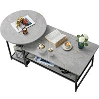 Wohomo Coffee Table, Modern Style Coffee Tables For Living Room Marble Center Table With Storage 2 In 1Detachable Table Set,Grey Marble