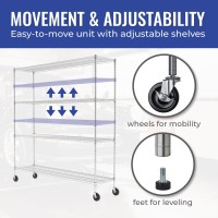 Saferacks Nsf Certified Storage Shelves Heavy Duty Steel Wire Shelving Unit With Wheels And Adjustable Feet Used As Pantry She