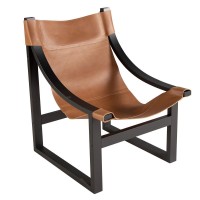 Lima Natural Leather Sling Chair/Black Frame
