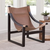 Lima Natural Leather Sling Chair/Black Frame