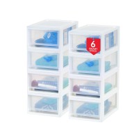 Iris Usa 6 Qt Plastic Drawer Storage Organizer Stacking Drawers 8Pack Stackable Unit With Sliding Drawer For Clothes Bedroom