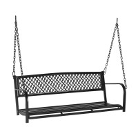 Vingli Upgraded Metal Patio Porch Swing 660 Lbs Weight Capacity Steel Porch Swing Chair For Outdoors Heavy Duty Garden Swing B