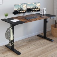 Radlove Electric Height Adjustable Standing Desk, 55 X 24 Inches Sit Stand Up Workstation, Splice Board Memory Computer Table Ergonomic (Black Frame + 55