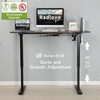 Radlove Electric Height Adjustable Standing Desk, 55 X 24 Inches Sit Stand Up Workstation, Splice Board Memory Computer Table Ergonomic (Black Frame + 55