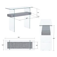 Ivinta Narrow Glass Console Table With Storage Modern Sofa Table Entryway Table Glass Writing Desk Small Computer Desk Tv Table Buffet Table Modern Accent Table For Small Space (Gray, 39.4)