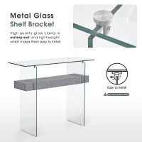 Ivinta Narrow Glass Console Table With Storage Modern Sofa Table Entryway Table Glass Writing Desk Small Computer Desk Tv Table Buffet Table Modern Accent Table For Small Space (Gray, 39.4)