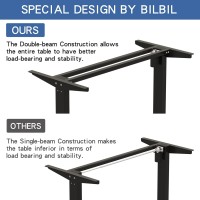 Bilbil L-Shaped Electric Height Adjustable Standing Desk 59 Inches, Stand Up Rising Table For Home Office With Splice Board, Black Frame And Top