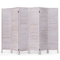 Dortala 6-Panel Room Divider, 5.5Ft Tall Freestanding Wood Folding Screen For More Privacy Space, Louver Appearance, Ideal Solution For Partition Space And Enhance Your Decor, White