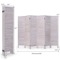 Dortala 6-Panel Room Divider, 5.5Ft Tall Freestanding Wood Folding Screen For More Privacy Space, Louver Appearance, Ideal Solution For Partition Space And Enhance Your Decor, White