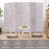 Dortala 6-Panel Room Divider, 5.5Ft Tall Freestanding Wood Folding Screen For More Privacy Space, Louver Appearance, Ideal Solution For Partition Space And Enhance Your Decor, White