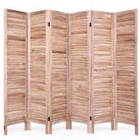 Dortala 6-Panel Room Divider, 5.5Ft Tall Freestanding Wood Folding Screen For More Privacy Space, Louver Appearance, Ideal Solution For Partition Space And Enhance Your Decor, Brown