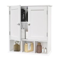 Taohfe Bathroom Wall Cabinet With 2 Door Adjustable Shelves Over The Toilet Storage White Wall Mounted Medicine Cabinets For Bat