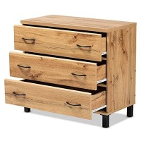 Baxton Studio Maison Modern and Contemporary Oak Brown Finished Wood 3-Drawer Storage Chest