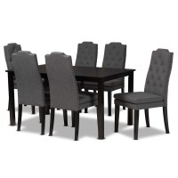 Baxton Studio Dylin Dark Grey and Dark Brown Finished Wood 7Piece Dining Set