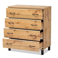 Baxton Studio Maison Modern and Contemporary Wotan Oak Brown Finished Wood 4-Drawer Storage Chest