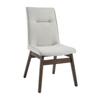 Upholstered Dining Chairs Set of 2 Walnut BrownEggshell White Fabric