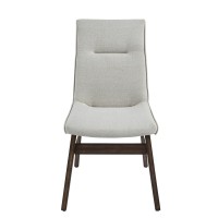 Upholstered Dining Chairs Set of 2 Walnut BrownEggshell White Fabric