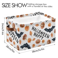 Senya Halloween Basket, Large Foldable Storage Basket With Handles Halloween Pumpkin Bat Autumn Fabric Collapsible Storage Bins Organizer Bag For Storage Toy Storage