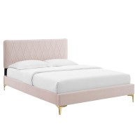 Phillipa Performance Velvet Full Platform Bed Pink MOD6922PNK