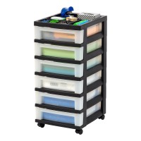 Iris Usa 6-Drawer Storage Cart With Organizer Top, Black