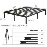 Wulanos Queen Size Bed Frame 18 Inch Tall 3500Lbs Heavy Duty Metal Platform With Steel Slats Support No Box Spring Needed 18