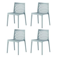 Lagoon Milan 7053, Plastic Chair For Dining Room, Fiberglass And Uv Protector, Stackable, Brand 2 Pieces Per Box (Fog Blue)